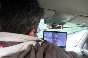 watching a movie in Car